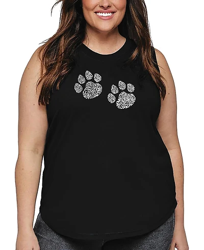 La Pop Art Plus Meow Cat Prints Word Tank Top