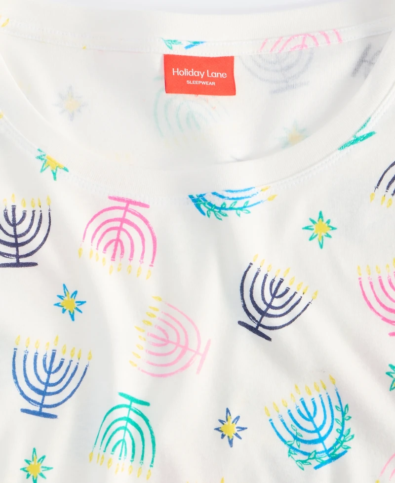 Holiday Lane Men's Multi Menorah Cotton Pajama Set, Macy's Exclusive