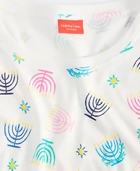 Holiday Lane Men's Multi Menorah Cotton Pajama Set, Macy's Exclusive