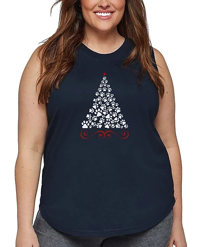 La Pop Art Plus Paw Christmas Tree Tank Top