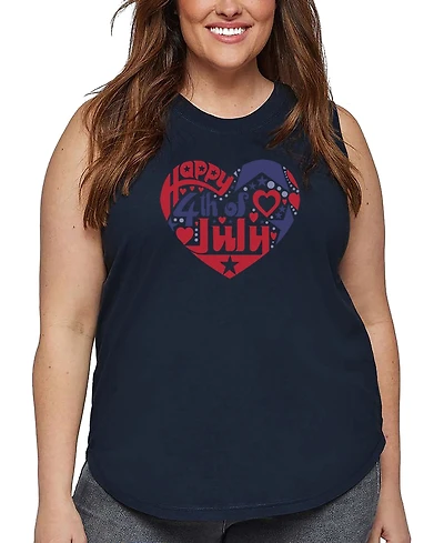 La Pop Art Plus July 4th Heart Word Tank Top