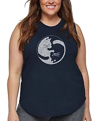 La Pop Art Plus Yin Yang Cat Word Tank Top