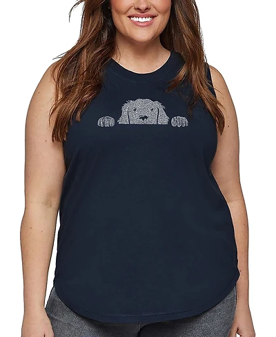 La Pop Art Plus Peeking Dog Word Tank Top