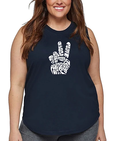 La Pop Art Plus Peace Out Word Tank Top