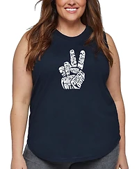 La Pop Art Plus Peace Out Word Tank Top