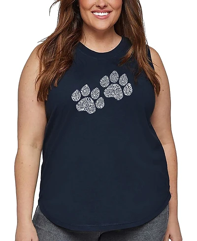 La Pop Art Plus Woof Paw Prints Word Tank Top