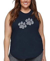 La Pop Art Plus Woof Paw Prints Word Tank Top