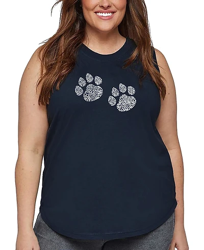 La Pop Art Plus Meow Cat Prints Word Tank Top
