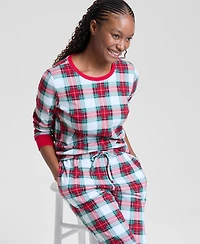Holiday Lane's Women's Merry Plaid Crew Neck Matching Family Pajamas Set