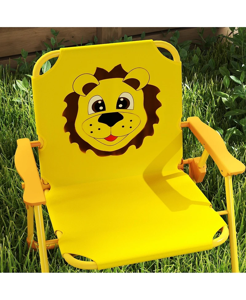 Qaba Kids Picnic Table and Chair Set with Height Adjustable Umbrella