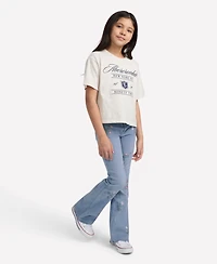abercrombie kids Girls High-Rise Floral Embroidered Flared Jeans