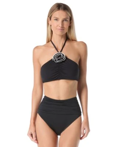 Kate Spade Womens Rosette High Neck Bra Top Ruched High Waist Bikini Bottoms