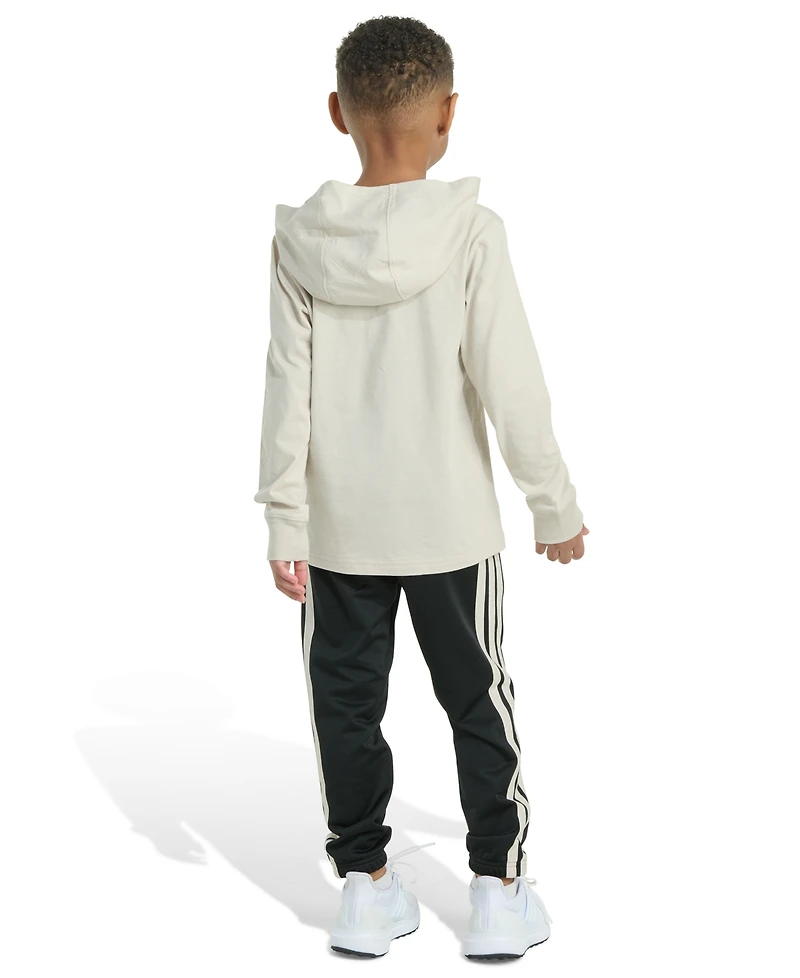 adidas Toddler and Little Boys 2-Piece Long Sleeve Hooded T-Shirt Jogger Pant Set