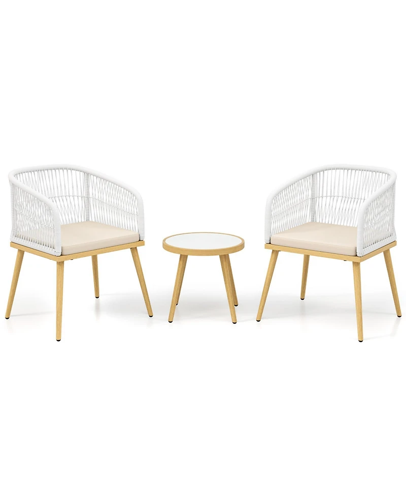 Slickblue 3-Piece Patio Bistro Conversation Set with 2 Chairs and Table for Backyard or Deck