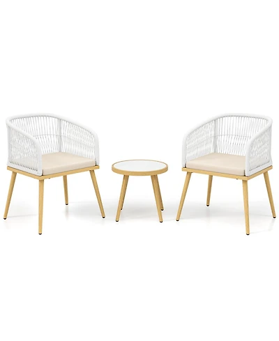 Slickblue 3-Piece Patio Bistro Conversation Set with 2 Chairs and Table for Backyard or Deck