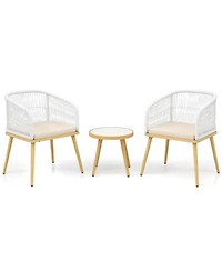 Slickblue 3-Piece Patio Bistro Conversation Set with 2 Chairs and Table for Backyard or Deck