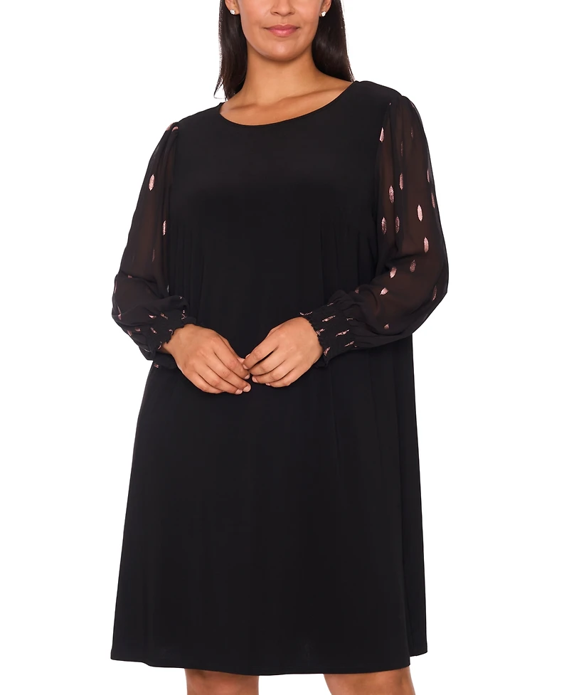 Msk Plus Clip Chiffon Long Sleeve Shift Dress