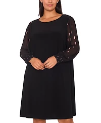Msk Plus Clip Chiffon Long Sleeve Shift Dress