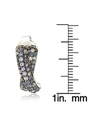 Suzy Levian New York Sterling Silver Sapphire & Created White Crossover Huggie Hoop Earrings