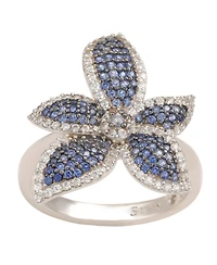 Suzy Levian New York Sterling Silver Sapphire & White Flower Ring