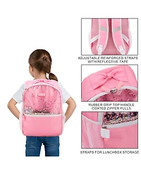 Packed Party Silver & Black Confetti Pink 17" Girls Backpack With Lunchbox