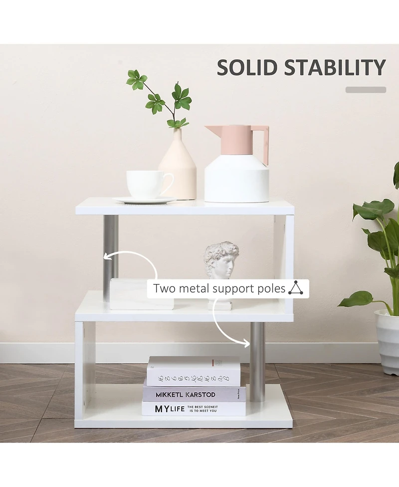 Homcom 20" Chic Designer S-Shaped Multi-Level Accent End Table Shelf,