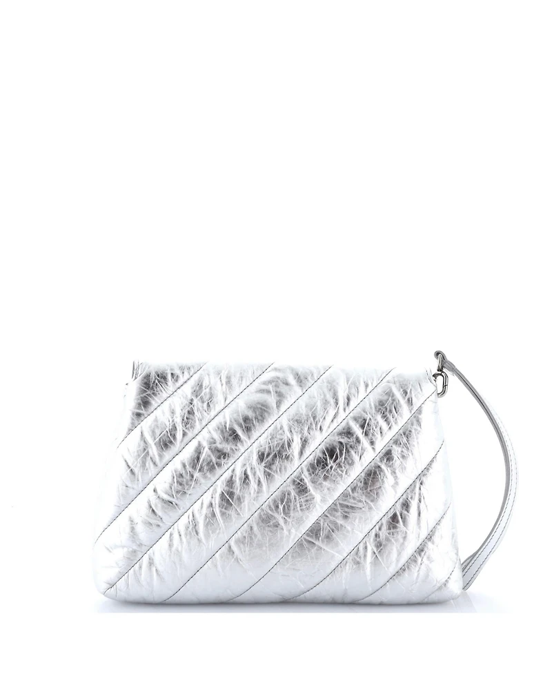 Pre-Owned Balenciaga Small Crush Chain Flap Bag Quilted Crushed Calfskin