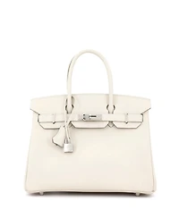 Pre-Owned Hermes Birkin 30 Handbag Light Epsom with Palladium Hardware