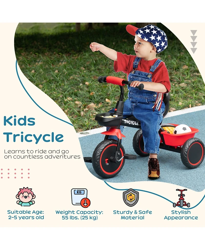 Qaba Tricycle for Kids Age 2-5, Toddler Bike for Children,
