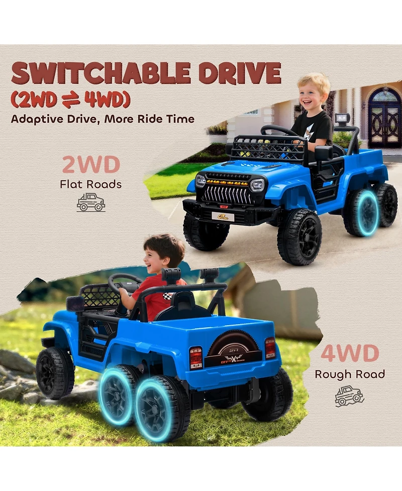 Qaba 12V Kids Electric Car w/ 2WD/4WD Switch, Remote Control, Camouflage