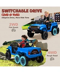 Qaba 12V Kids Electric Car w/ 2WD/4WD Switch, Remote Control, Camouflage