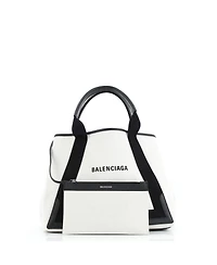 Pre-Owned Balenciaga Medium Navy Cabas Canvas with Leather
