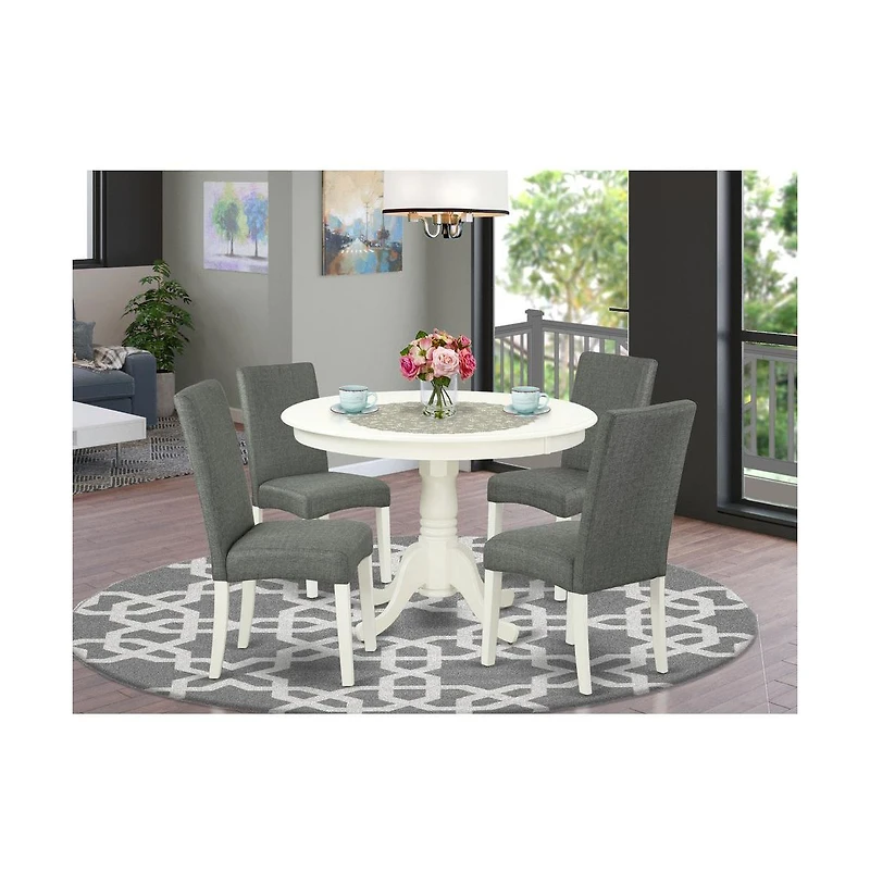 East West Furniture Dining Room Set Linen White