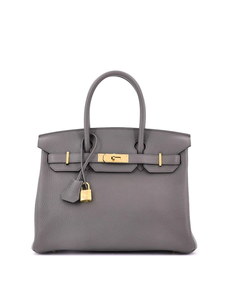 Pre-Owned Hermes Birkin 30 Handbag Grey Togo with Rose Gold Hardware
