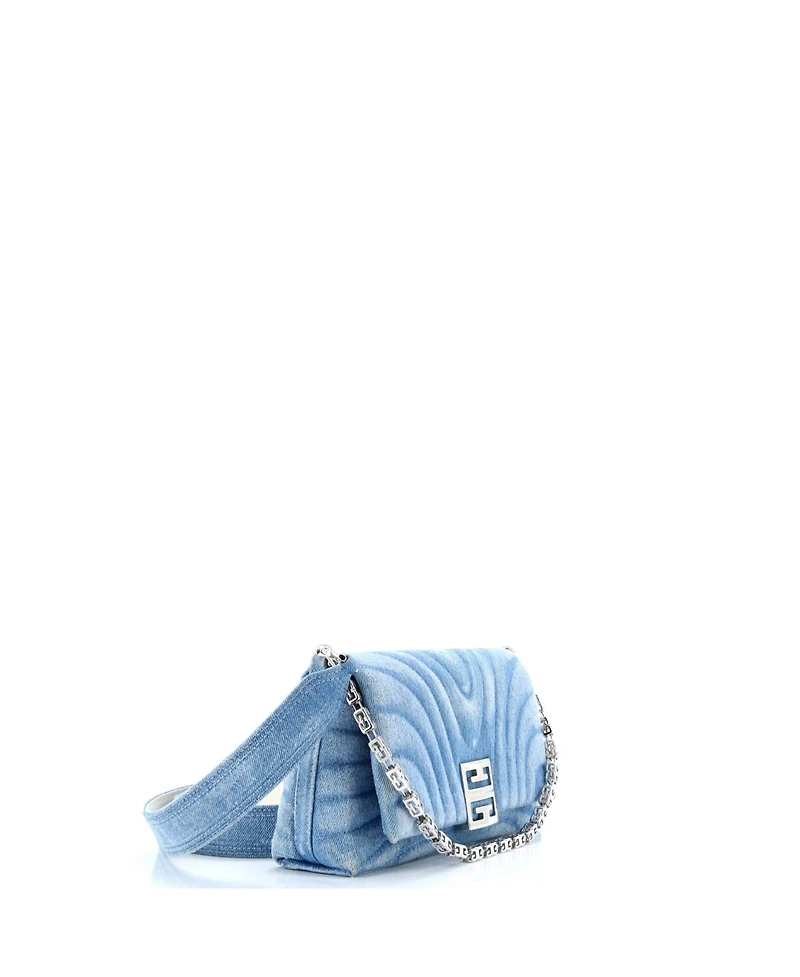 Pre-Owned Givenchy Small 4G Soft Flap Bag Quilted Denim