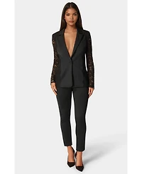 Bebe Women's Scuba High Waist Slim Leg Pant