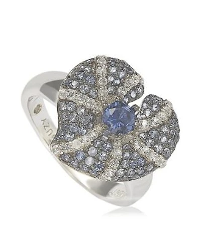 Suzy Levian New York Suzy Levian Sterling Silver Sapphire Diamond Accent Whimsical Heart Ring