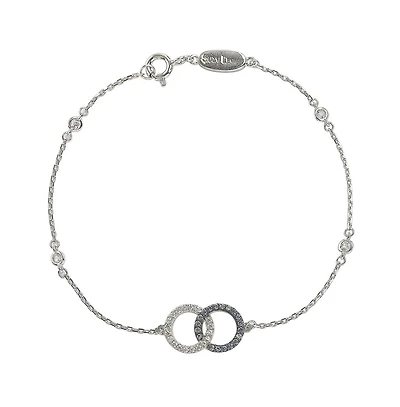 Suzy Levian Sterling Silver Sapphire & Created White Sapphire Interlocked Circles Station Bracelet