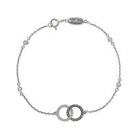 Suzy Levian Sterling Silver Sapphire & Created White Sapphire Interlocked Circles Station Bracelet