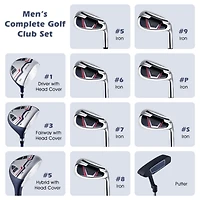 11-Piece Complete Golf Club Package Set - Blue