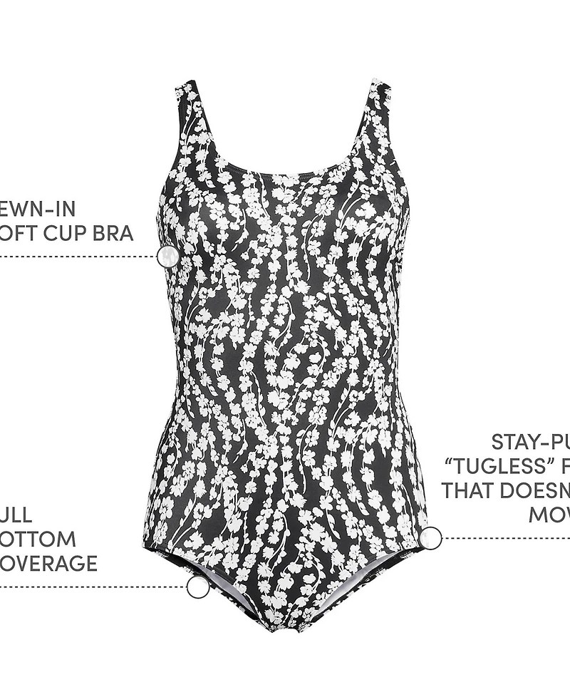 Lands' End Women's Ddd-Cup Tugless Low Leg One Piece Swimsuit