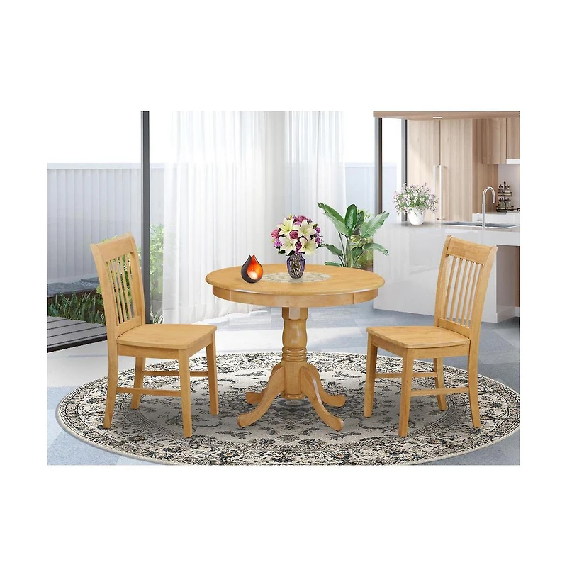 East West Furniture 3 Pc Dining room set - small Kitchen Table and 2 Dining chair