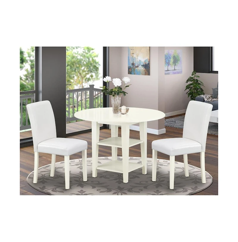 East West Furniture Dining Room Set Linen White