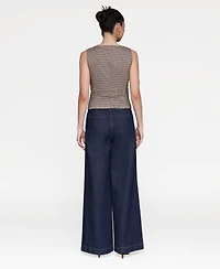 Avec Les Filles Women's Wide Leg Hollywood Waist Jeans