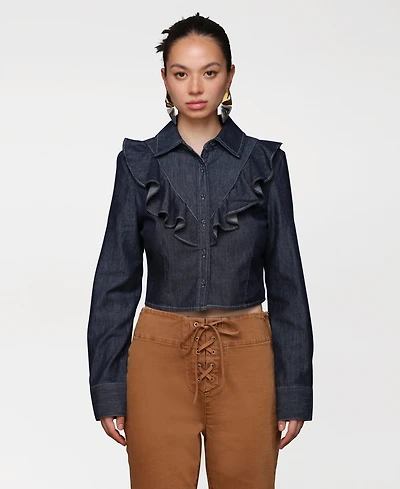 Avec Les Filles Women's Ruffle Yoke Blouse