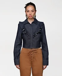 Avec Les Filles Women's Ruffle Yoke Blouse