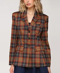 Avec Les Filles Women's Button Front Spread Hourglass Blazer