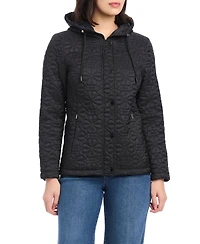 kate Spade new york Women's Short Flower Quilted Jacket With Hood