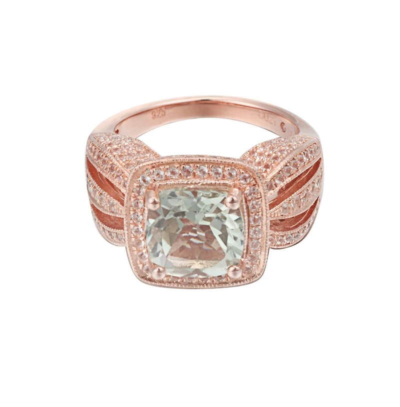 Suzy Levian New York Sterling Silver Cushion Cut Center Topaz Cocktail Ring
