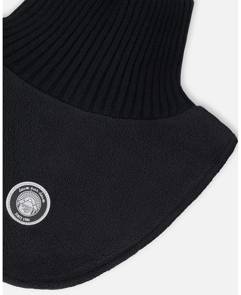 Deux par Kids Unisex Polar Fleece and Knit Neckwarmer Black - Toddler|Child